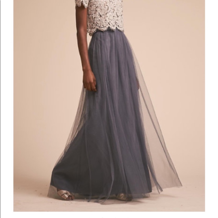 Jenny Yoo Grey Tulle Maxi Skirt